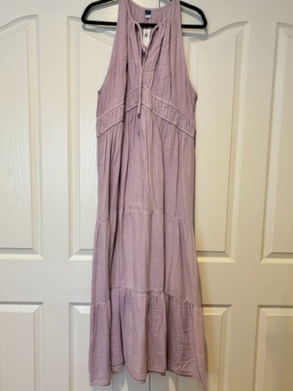 Fit & Flare Crinkle Gauze Maxi Dress XL | VIENNA PURPLE